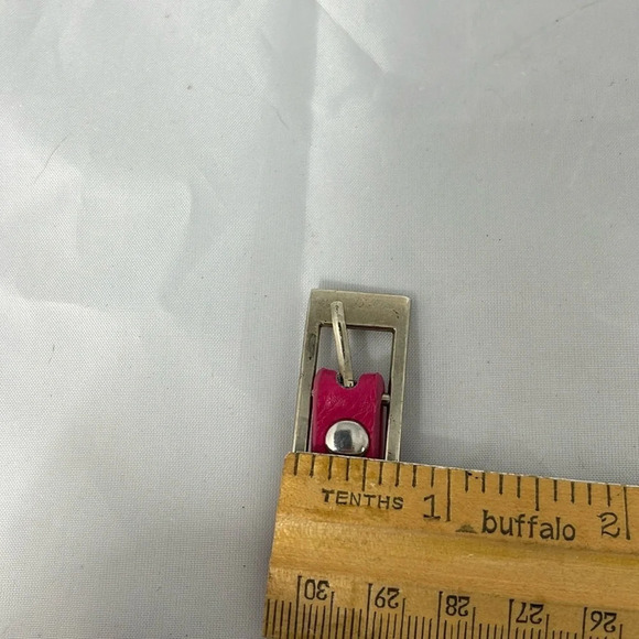 NARROW Barbie Pink Dress Belt Silver Buckle Vegan Grain Leather Size 12 - Picture 5 of 8